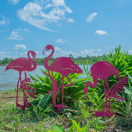 Metal Flamingo Garden Stake