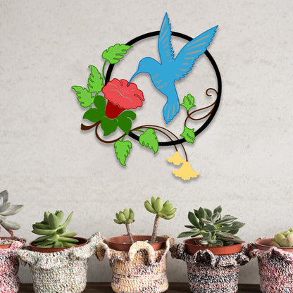 Blue Hummingbird Metal Wall Art