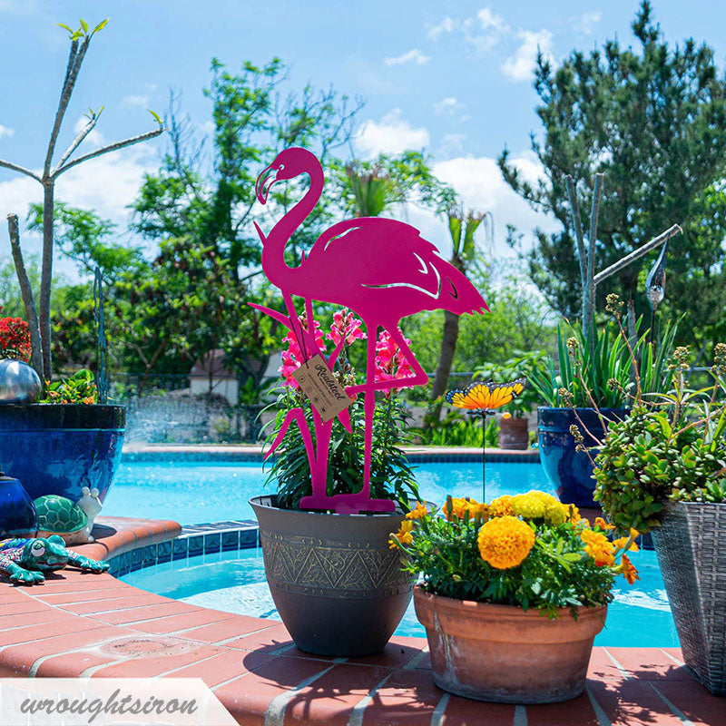 Metal Flamingo Garden Stake