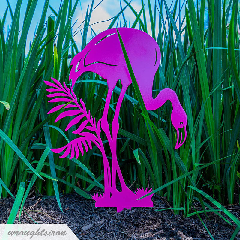 Metal Flamingo Garden Stake