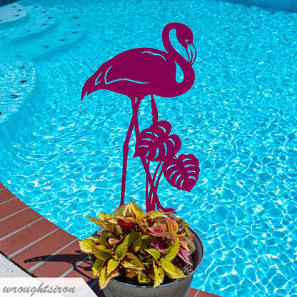 Metal Flamingo Garden Stake