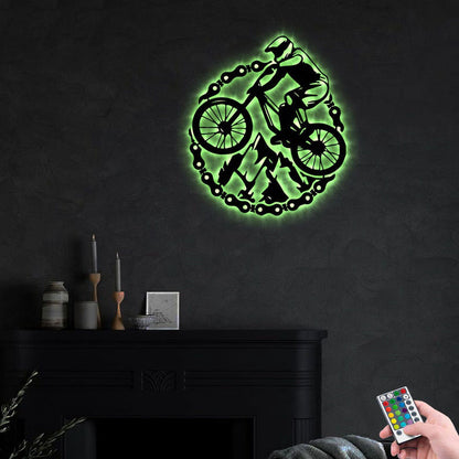 MTB Mountain Bike Metal Wall Art With LED Lights