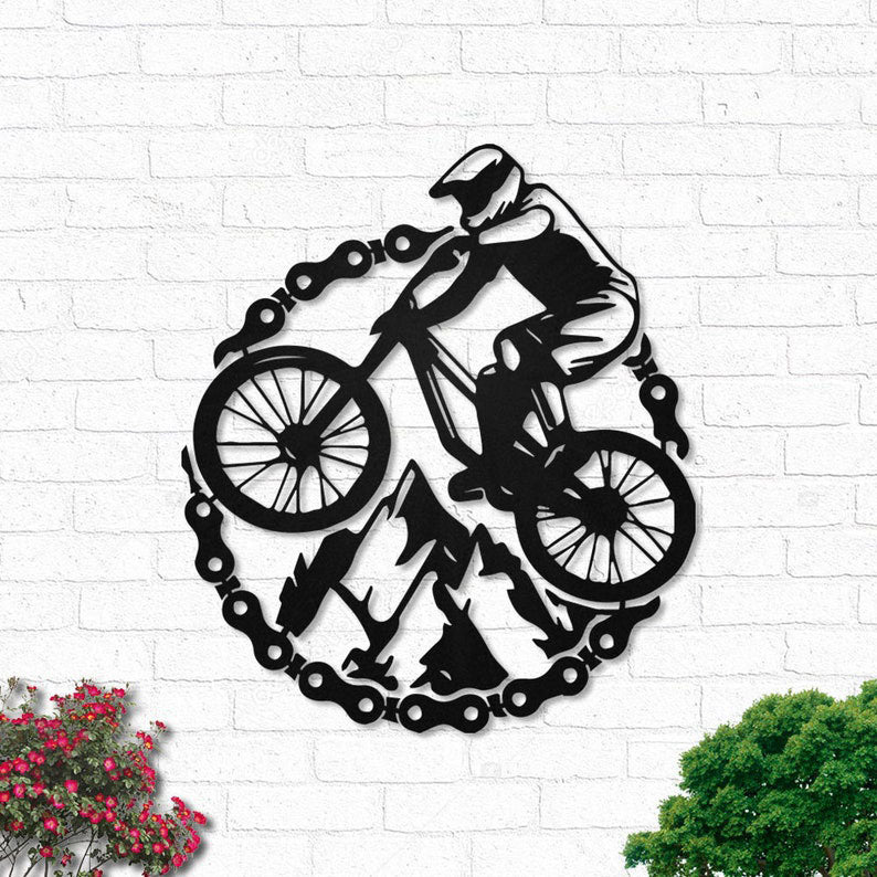 MTB Mountain Bike Metal Wall Art With LED Lights