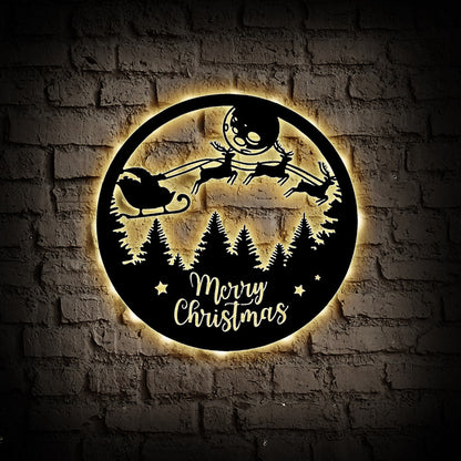 Christmas Metal Wall Art With Led Lights