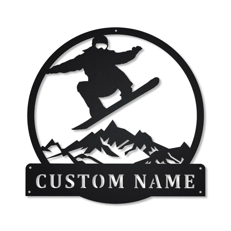 Personalized Snowboarding Metal Wall Art With LED Lights