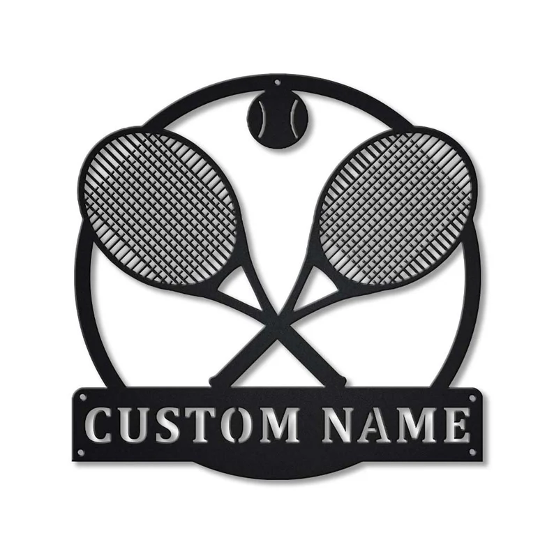 Personalized Tennis Metal Wall Art With LED Lights