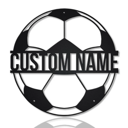 Personalized Soccer Football Metal Wall Art With LED Lights