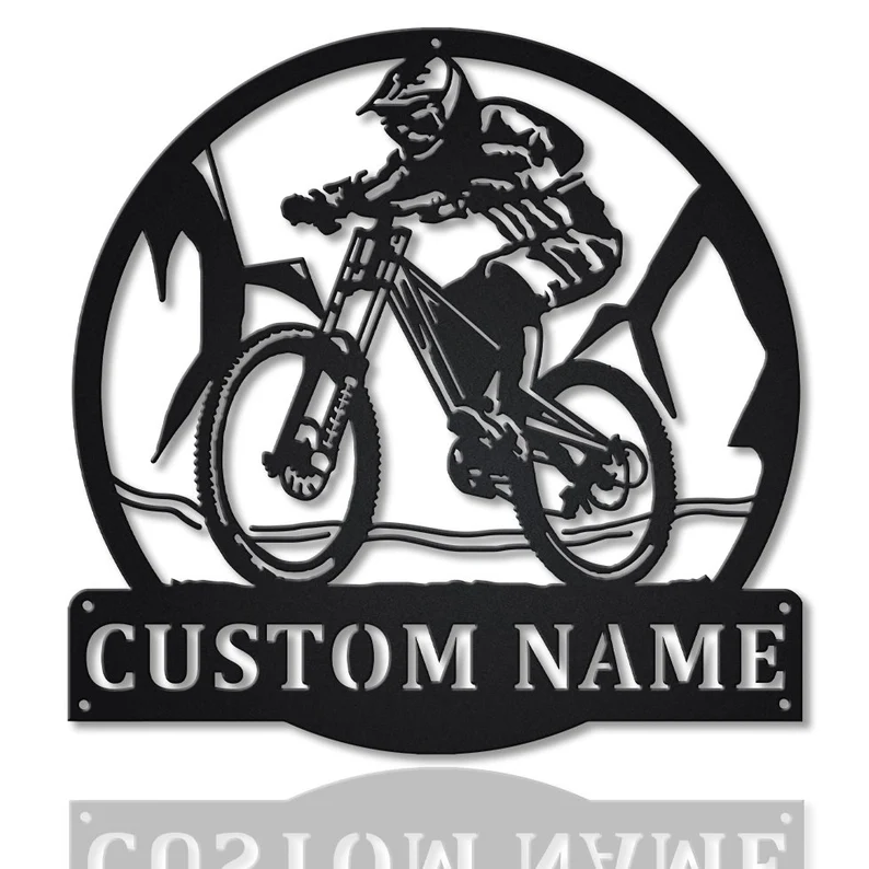 Personalized Downhill Mountain Biking Metal Wall Art With LED Lights