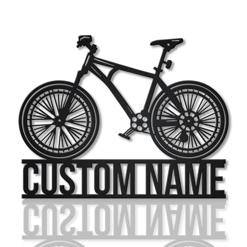 Personalized Mountain Bike Metal Wall Art With LED Lights