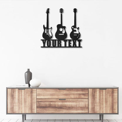 Custom Guitar Metal Wall Art With Led Lights