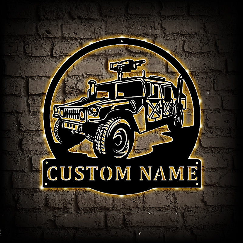 Personalized SUV Metal Wall Art With LED Lights