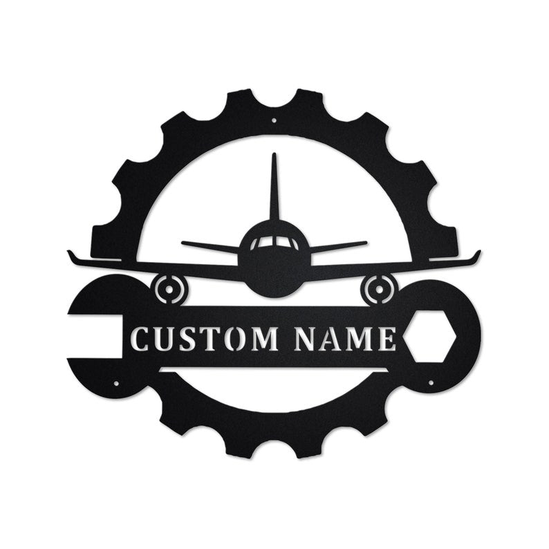 Personalized Aircraft Mechanic Metal Wall Art With LED Lights