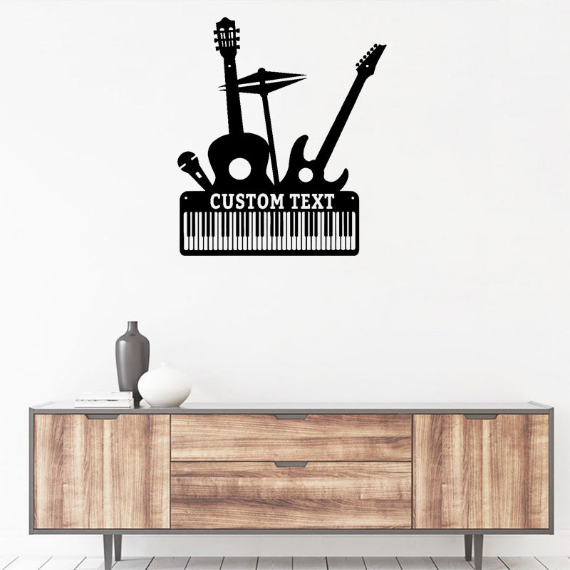 Custom Guitar Keyboard Metal Wall Art With Led Lights