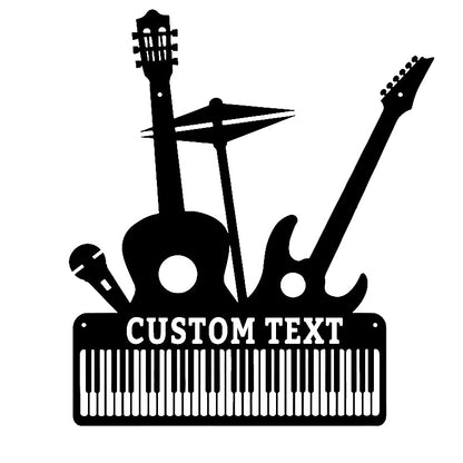 Custom Guitar Keyboard Metal Wall Art With Led Lights