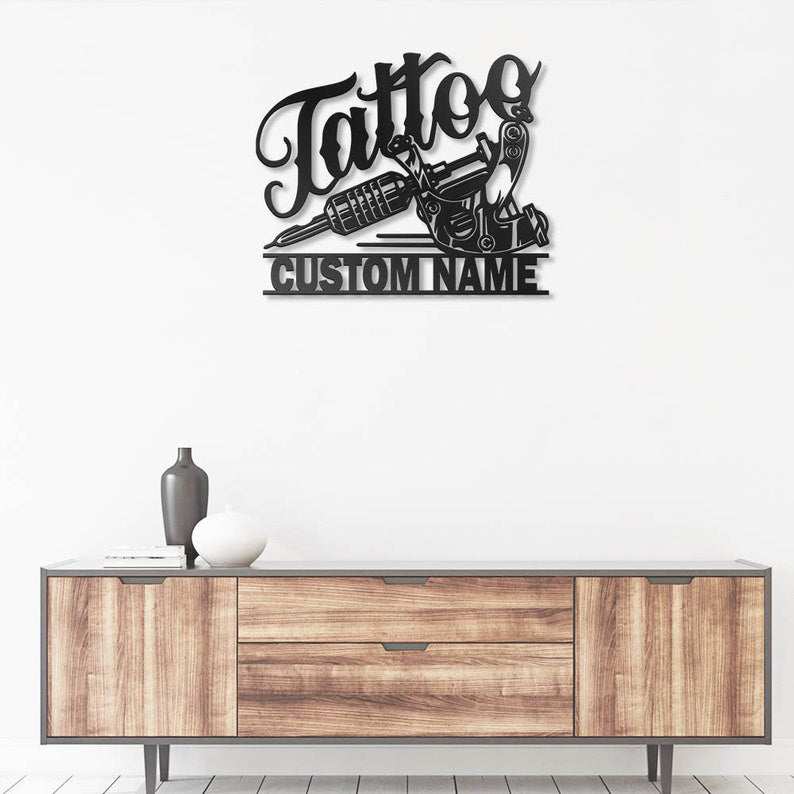 Personalized Tattoo Artist Metal Wall Art With Led Lights