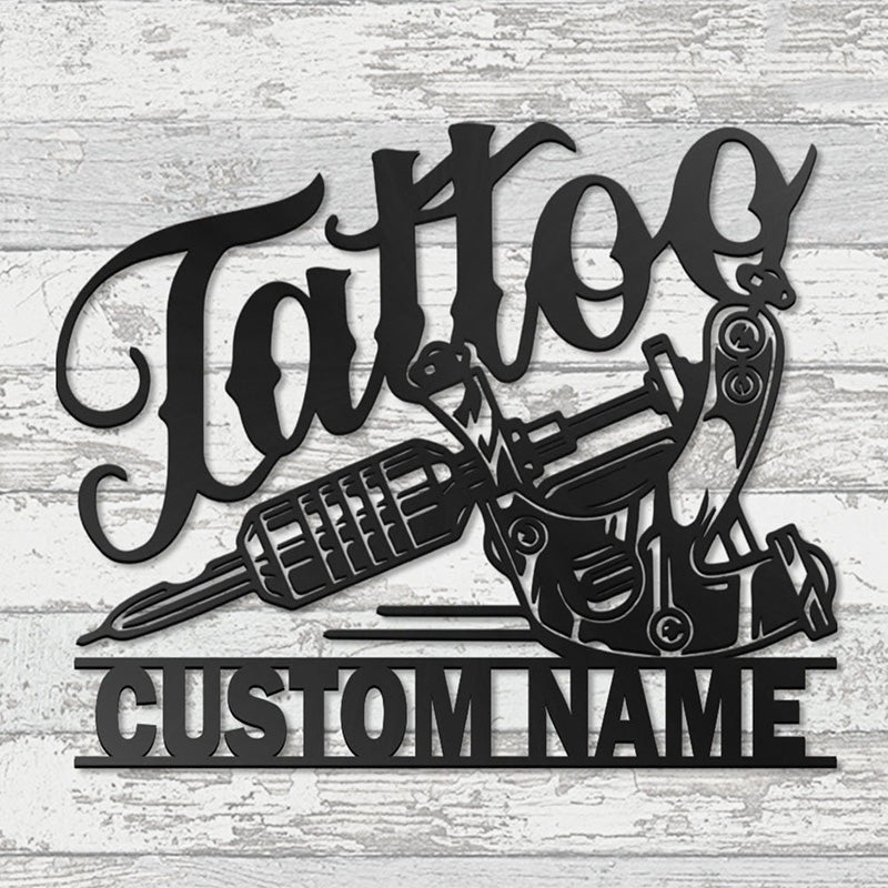 Personalized Tattoo Artist Metal Wall Art With Led Lights