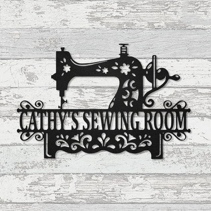 Custom Sewing Monogram Metal Wall Art