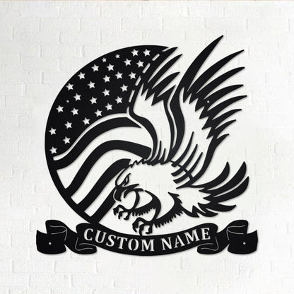 Custom American Eagle Flag Metal Wall Art With Led Lights