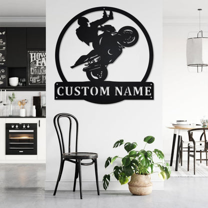 Personalized Biker Name Sign Decoration For Room With LED Lights