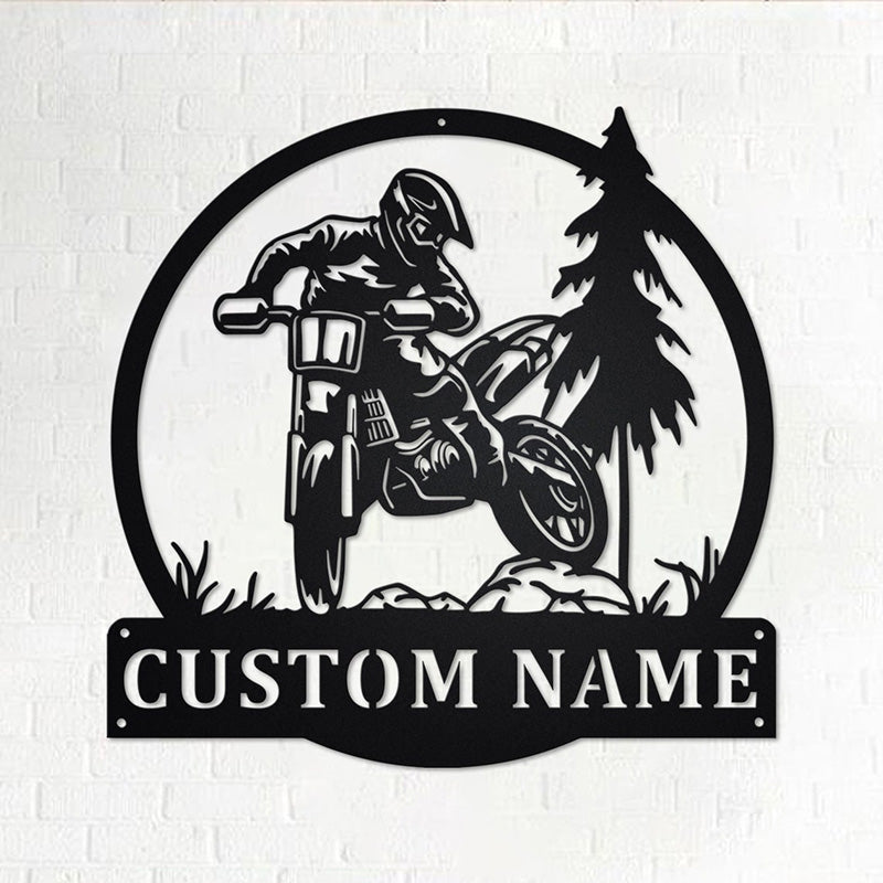 Custom Motocross Rider Metal Wall Art With LED Lights