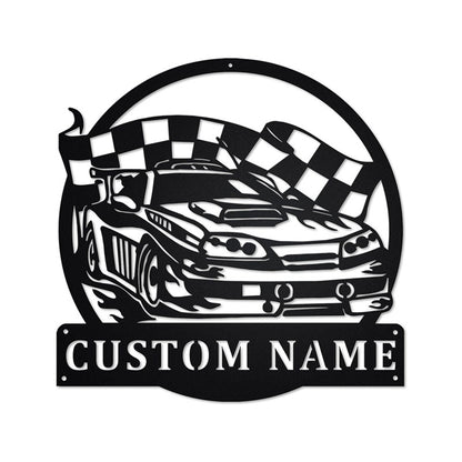 Personalized Auto Racing Metal Wall Art With LED Lights