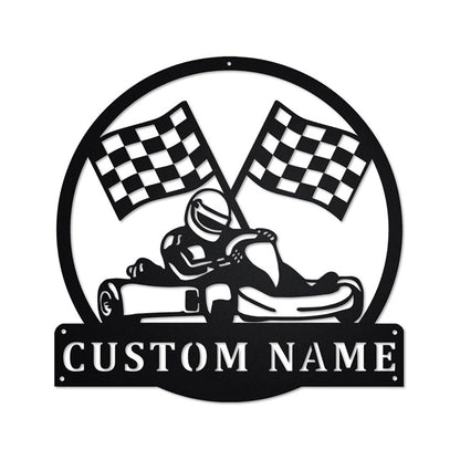 Personalized Go Kart Racing Metal Wall Art With LED Lights