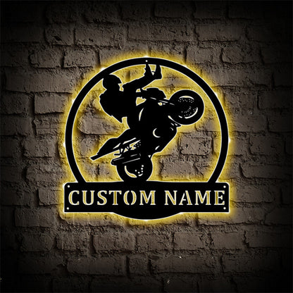 Personalized Biker Name Sign Decoration For Room With LED Lights