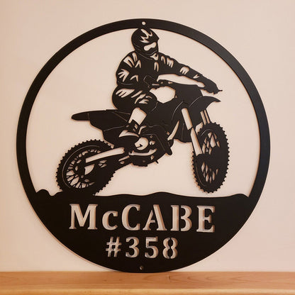 Custom Dirt Bike Metal Wall Art With LED Lights