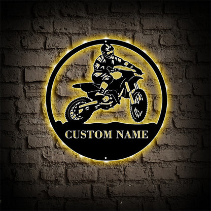 Custom Dirt Bike Metal Wall Art With LED Lights