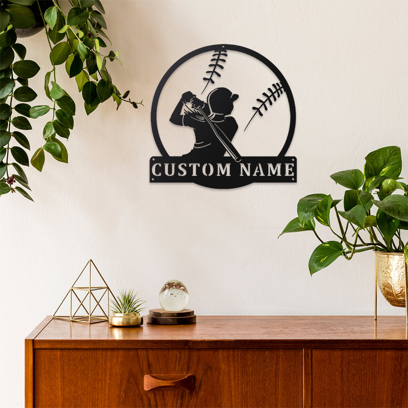 Personalized Softball Metal Wall Art With LED Lights