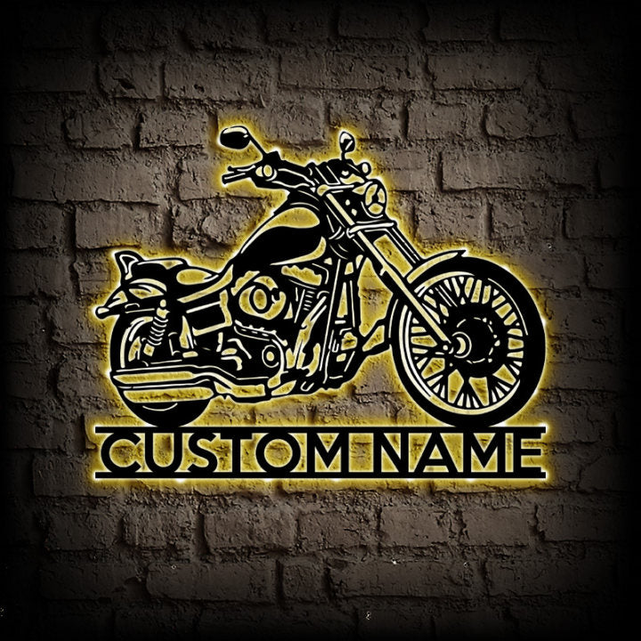 Personalized Harley Davidson Motorcycle Metal Wall Art With LED Lights