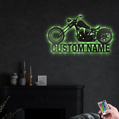 Custom Motorcycle Metal Wall Art With Led Lights