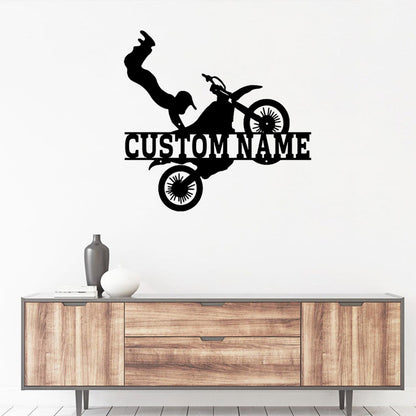 Custom Stunt Motorcycle Metal Wall Art With Led Lights