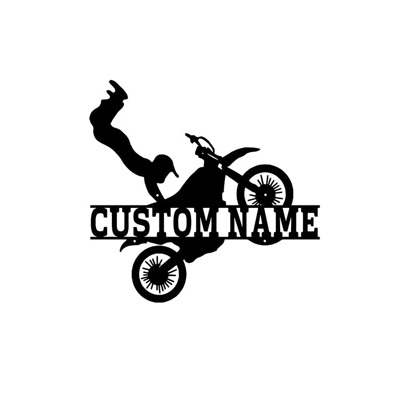 Custom Stunt Motorcycle Metal Wall Art With Led Lights