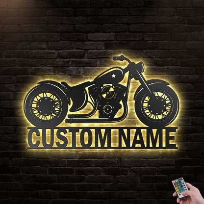 Custom Motorcycle Metal Wall Art With Led Lights