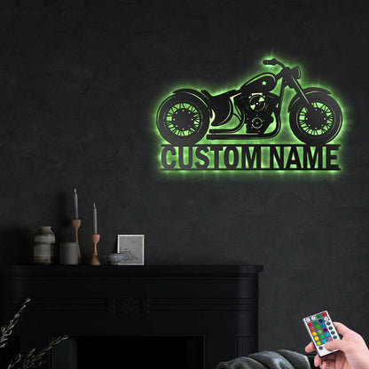 Custom Motorcycle Metal Wall Art With Led Lights