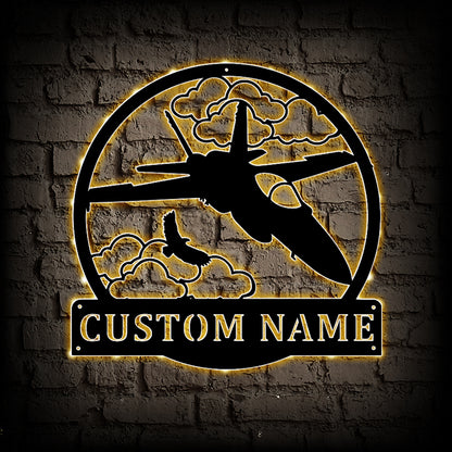 Personalized Fighter Metal Wall Art With LED Lights