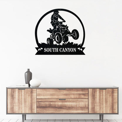 Custom Name Quad Dirt Bike Metal Wall Art With Led Lights