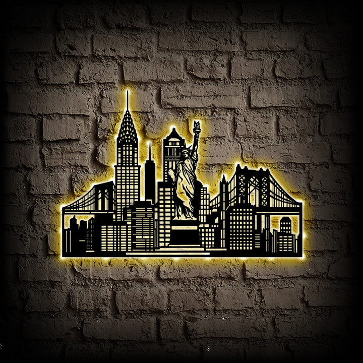 New York City Silhouette Metal Art With LED Lights