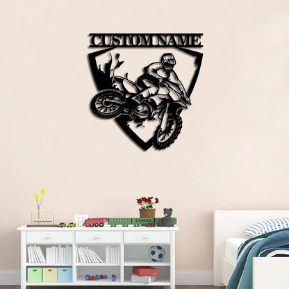 Personalized Dirt Bike Metal Wall Art With LED Lights