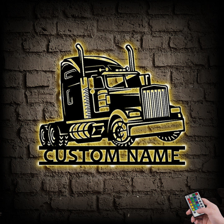 Personalized Truck Metal Wall Art With LED Lights