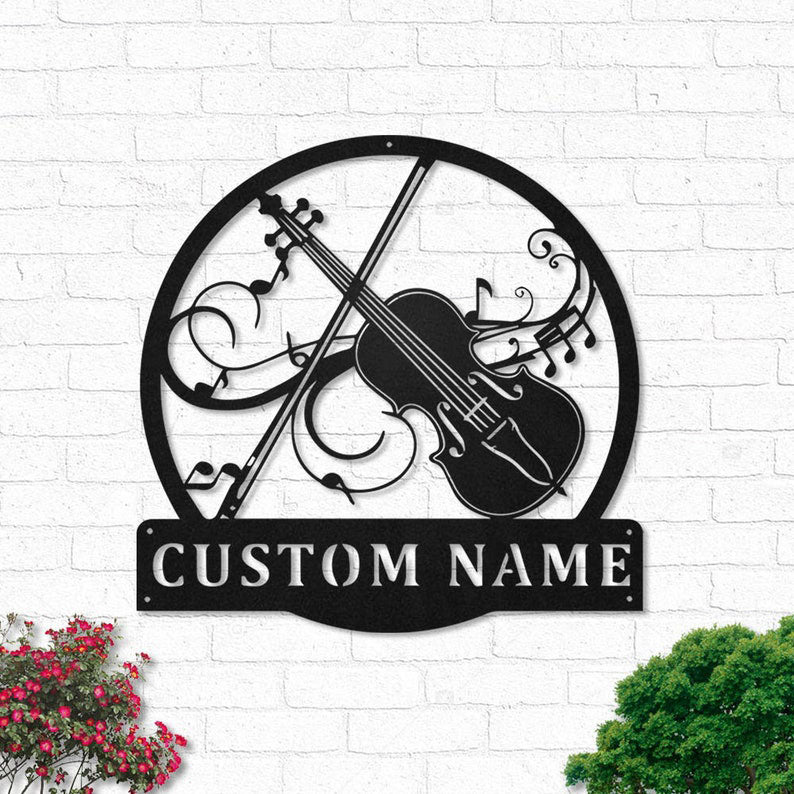 Custom Violin Metal Wall Art With Led Lights