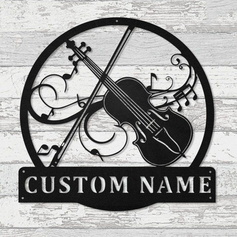 Custom Violin Metal Wall Art With Led Lights