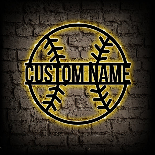 Custom Baseball Metal Sign With LED Lights – wroughtsiron