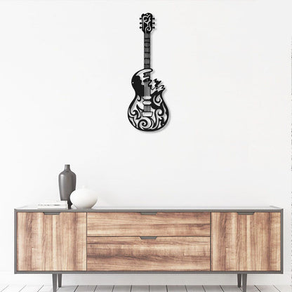 Guitar Metal Wall Art With Led Lights