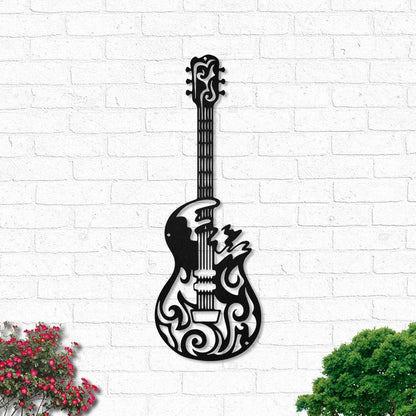 Guitar Metal Wall Art With Led Lights