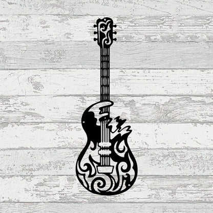 Guitar Metal Wall Art With Led Lights