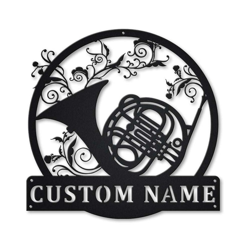 Custom French Horn Monogram Metal Sign With Led Lights