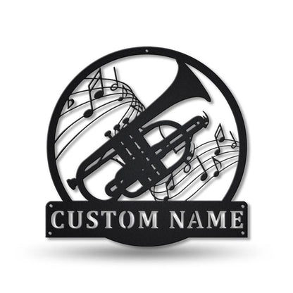 Custom Cornet Music Metal Sign With Led Lights