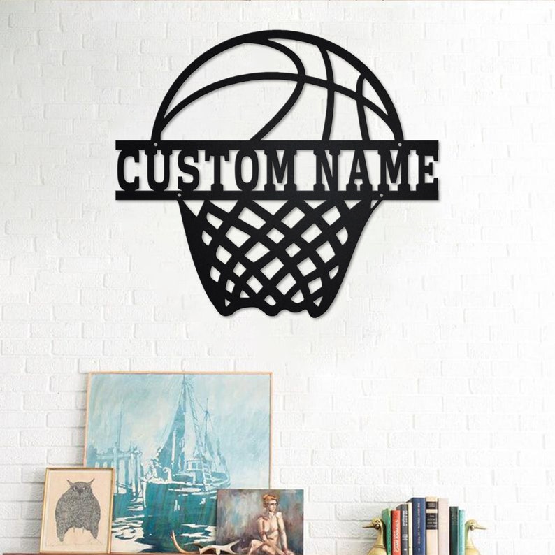 Personalized Basketball Metal Wall Art With LED Lights